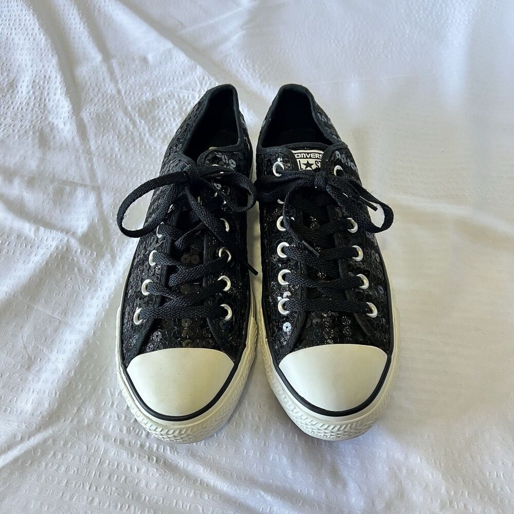 Black Sequin Converse Chuck Taylor All Star Shoes Sneakers